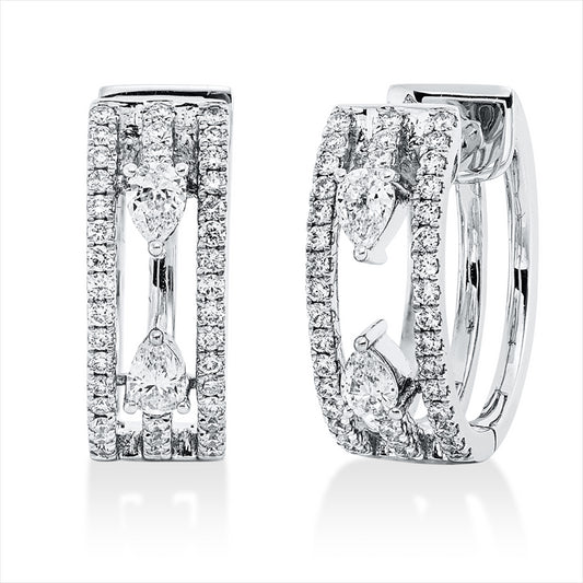 Creolen 18 kt WG, 4 Tropfen 0,34 ct, TW-si, 78 Brill. 0,42 ct, TW-si