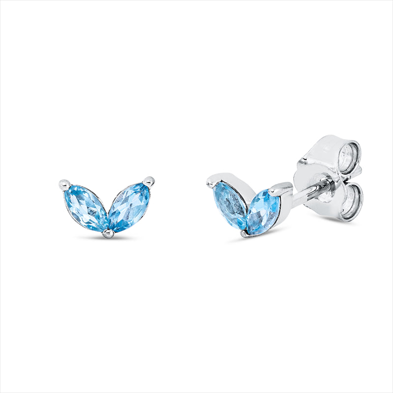 Ohrstecker 18 kt WG, 4 Topase 0,40 ct Swiss blue