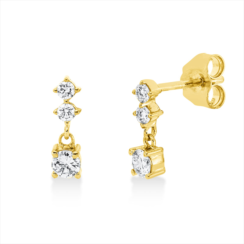 Ohrschmuck 18 kt GG, 2 Brill. 0,06 ct, TW-si, 2 Brill. 0,18 ct, TW-si, 2 Brill. 0,05 ct, TW-si