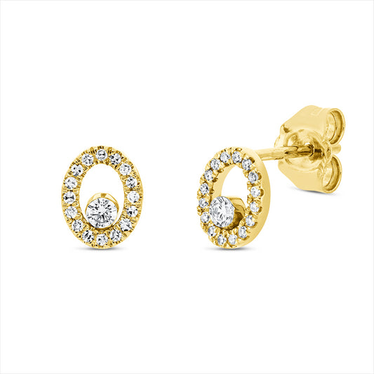 Ohrstecker 18 kt GG, 2 Brill. 0,07 ct, TW-si, 32 Dia. 0,08 ct, TW-si