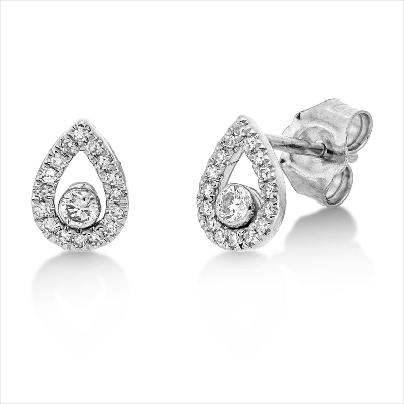 Ohrstecker 18 kt WG, 2 Brill. 0,07 ct, TW-si, 32 Dia. 0,08 ct, TW-si