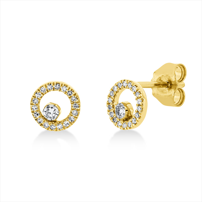 Ohrstecker 18 kt GG, 2 Brill. 0,07 ct, TW-si, 36 Dia. 0,09 ct, TW-si