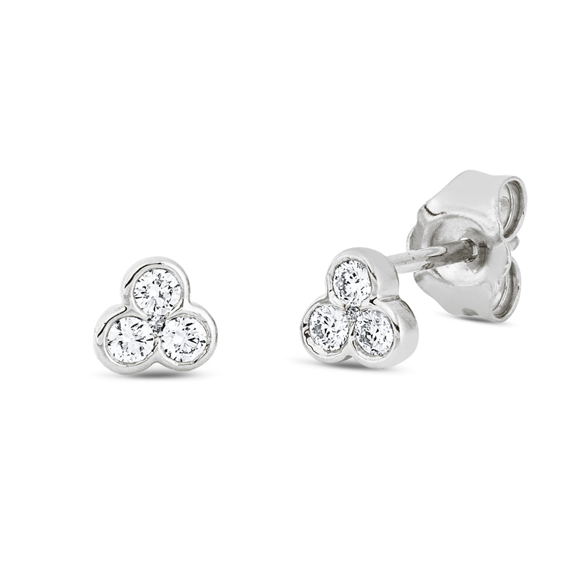Ohrstecker 18 kt WG, 6 Brill. 0,14 ct, TW-si, 2 Brill. 0,01 ct, TW-si