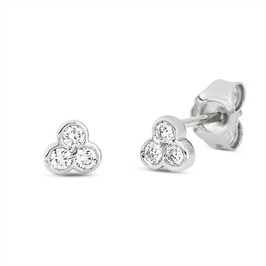 Ohrstecker 18 kt WG, 6 Brill. 0,14 ct, TW-si, 2 Brill. 0,01 ct, TW-si