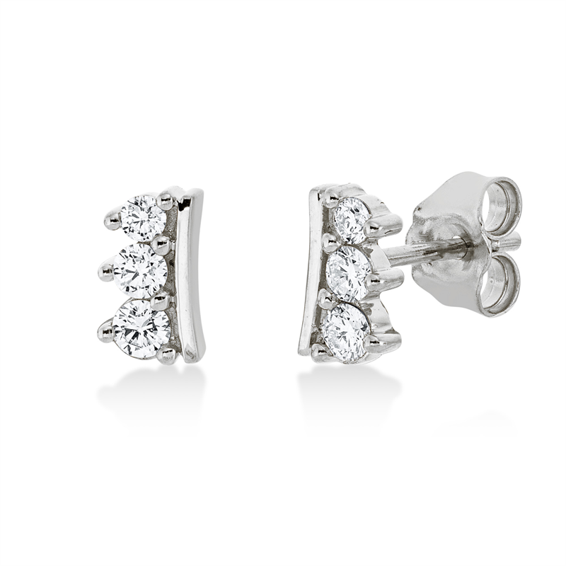 Ohrstecker 18 kt WG, 2 Brill. 0,08 ct, TW-si, 2 Brill. 0,10 ct, TW-si, 2 Brill. 0,05 ct, TW-si