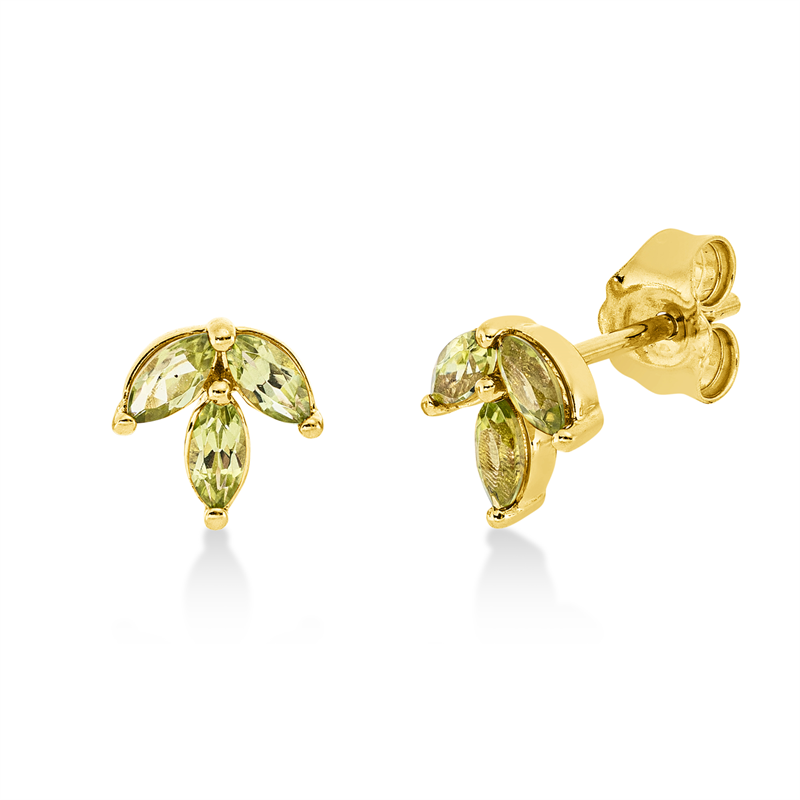 Ohrstecker 18 kt GG, 6 Peridot 0,48 ct