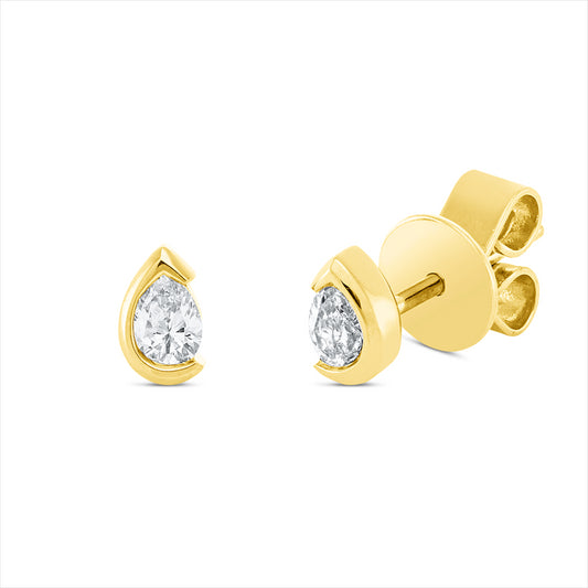 Ohrstecker 18 kt GG, 2 Tropfen 0,23 ct, TW-si