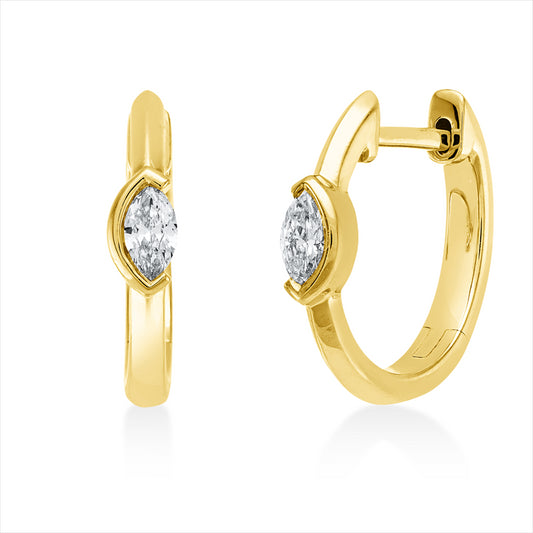 Creolen 18 kt GG, 2 Nav. 0,16 ct, TW-si