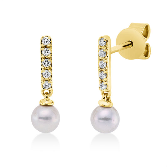 Ohrstecker 18 kt GG, 10 Brill. 0,06 ct, TW-si, 2 ZP weiß 4,1 mm