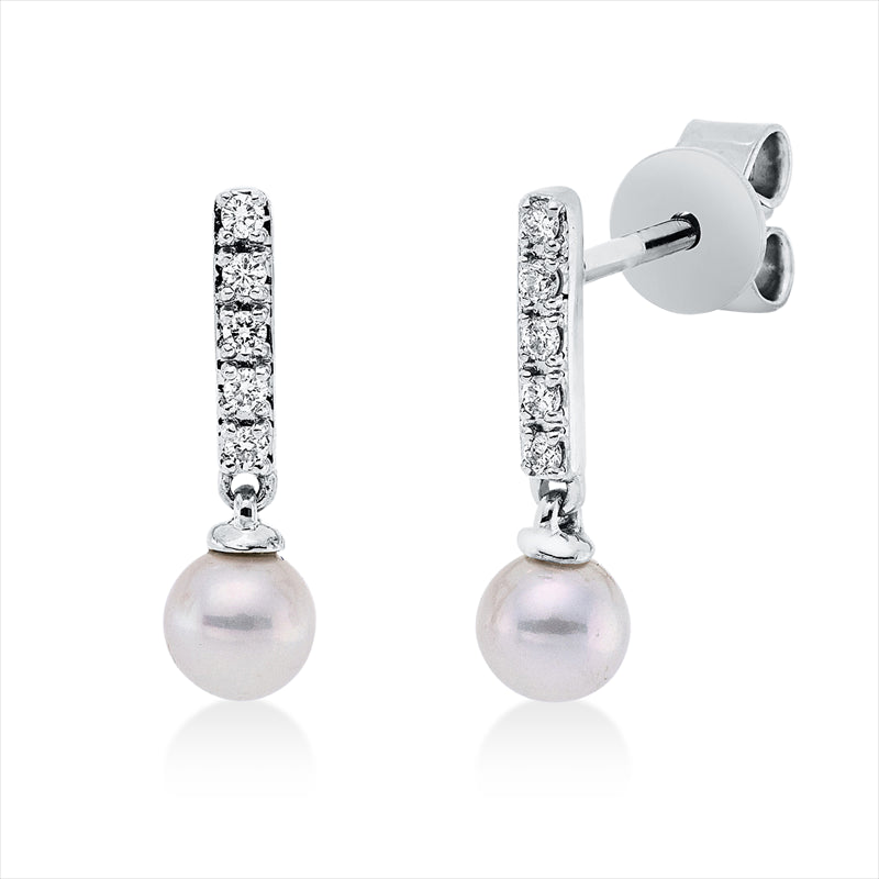 Ohrstecker 18 kt WG, 10 Brill. 0,07 ct, TW-si, 2 ZP weiß 4 mm