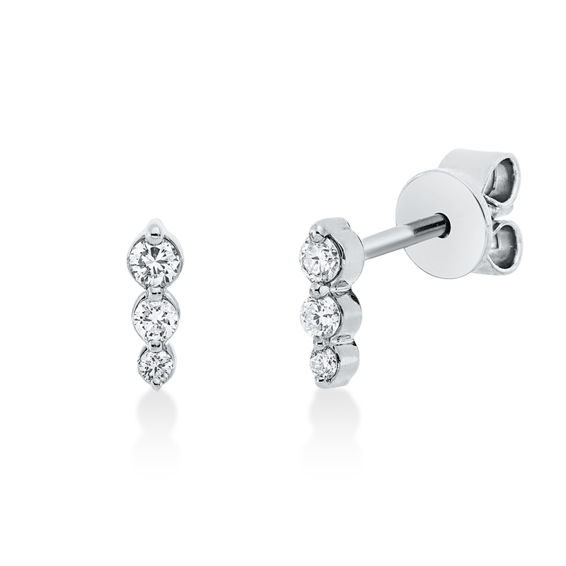 Ohrstecker 18 kt WG, 2 Brill. 0,07 ct, TW-si, 4 Brill. 0,06 ct, TW-si