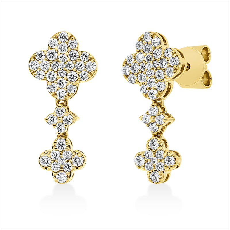 Ohrstecker 18 kt GG, 16 Brill. 0,14 ct, TW-vsi/si, 60 Brill. 0,39 ct, TW-vsi/si