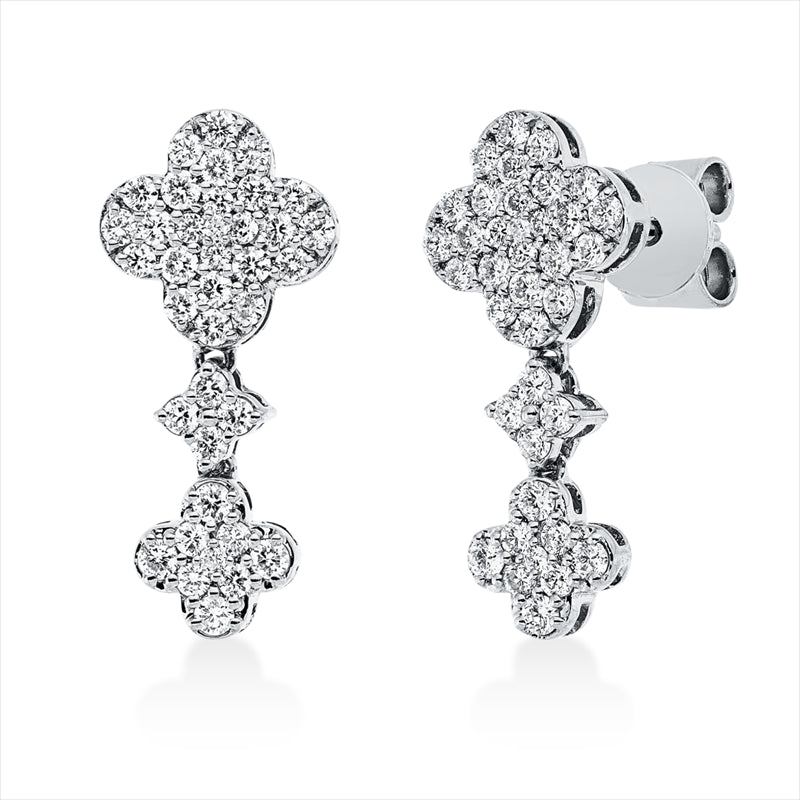 Ohrstecker 18 kt WG, 16 Brill. 0,14 ct, TW-vsi/si, 60 Brill. 0,39 ct, TW-vsi/si