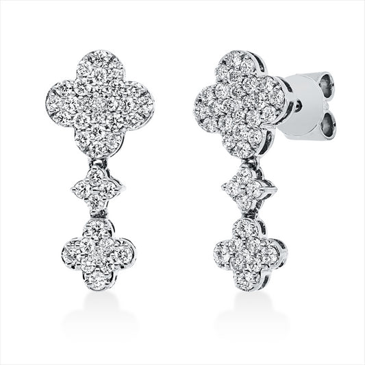 Ohrstecker 18 kt WG, 16 Brill. 0,14 ct, TW-vsi/si, 60 Brill. 0,39 ct, TW-vsi/si