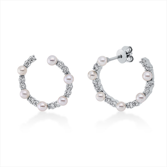 Ohrstecker 18 kt WG, 24 Brill. 0,60 ct, TW-vsi/si, 12 ZP weiß 3 mm