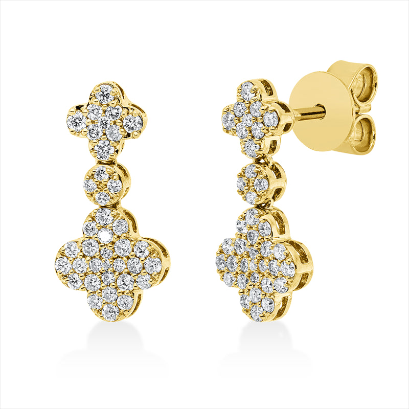 Ohrstecker 18 kt GG, 16 Brill. 0,14 ct, TW-vsi/si, 60 Brill. 0,36 ct, TW-vsi/si