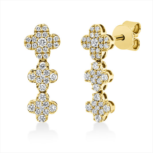 Ohrstecker 18 kt GG, 18 Brill. 0,22 ct, TW-vsi/si, 52 Brill. 0,25 ct, TW-vsi/si