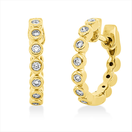 Creolen 18 kt GG, 14 Brill. 0,12 ct, TW-vsi/si