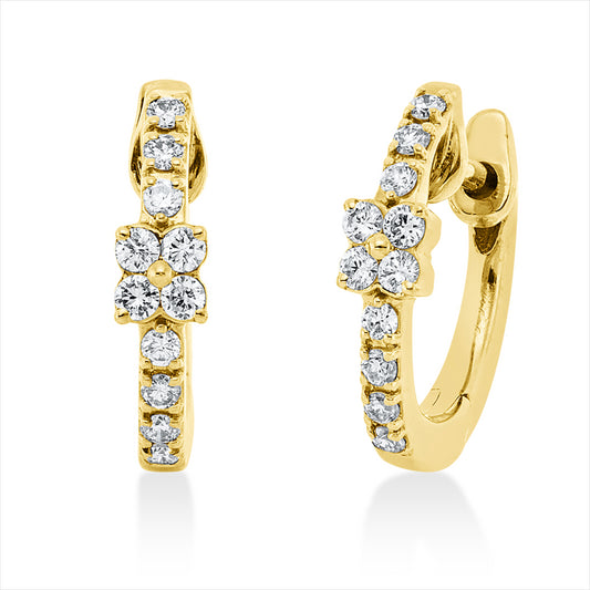 Creolen 18 kt GG, 8 Brill. 0,09 ct, TW-vsi/si, 14 Brill. 0,11 ct, TW-vsi/si