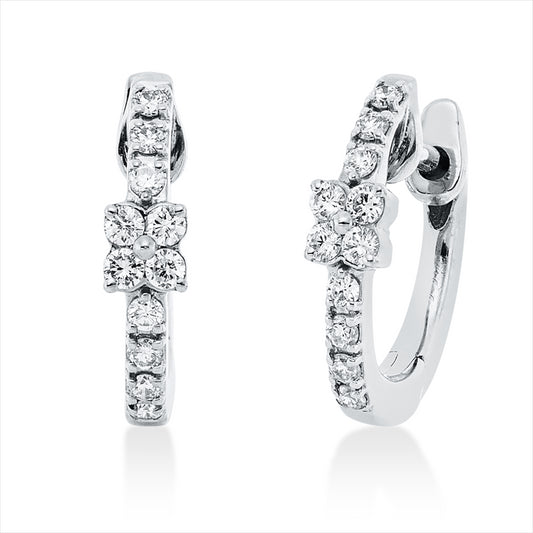 Creolen 18 kt WG, 8 Brill. 0,09 ct, TW-vsi/si, 14 Brill. 0,11 ct, TW-vsi/si