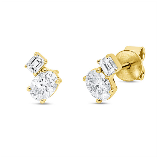 Ohrstecker 18 kt GG, 2 Oval 0,49 ct, TW-si, 2 Sm.schliff 0,16 ct, TW-si