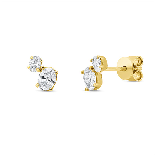 Ohrstecker 18 kt GG, 4 Oval 0,62 ct, TW-si