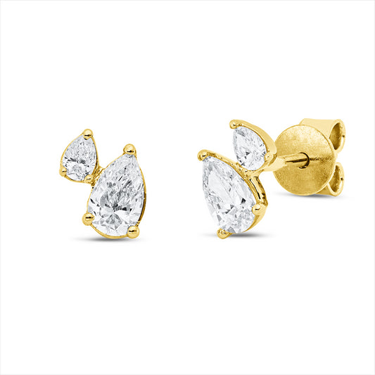 Ohrstecker 18 kt GG, 4 Tropfen 0,64 ct, TW-si