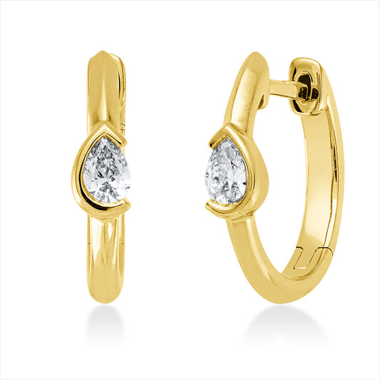 Creolen 18 kt GG, 2 Tropfen 0,16 ct, TW-si