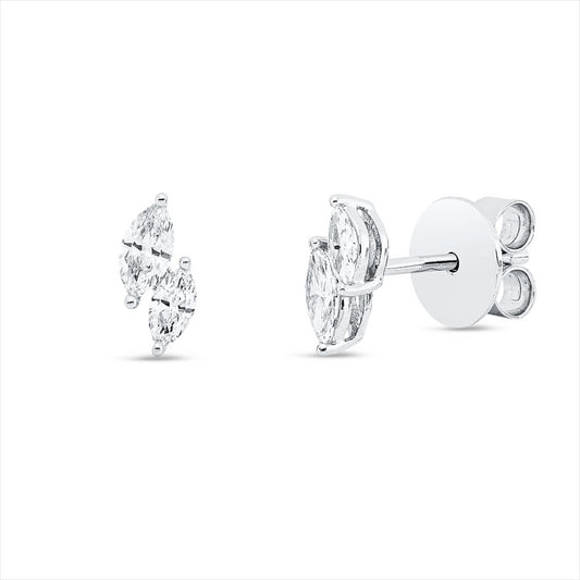 Ohrstecker 18 kt WG, 4 Nav. 0,50 ct, TW-si