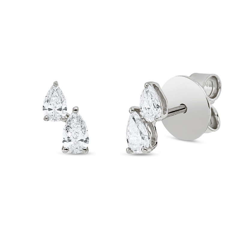 Ohrstecker 18 kt WG, 4 Tropfen 0,50 ct, TW-si