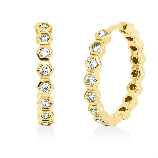 Creolen 18 kt GG, 16 Brill. 0,33 ct, TW-si