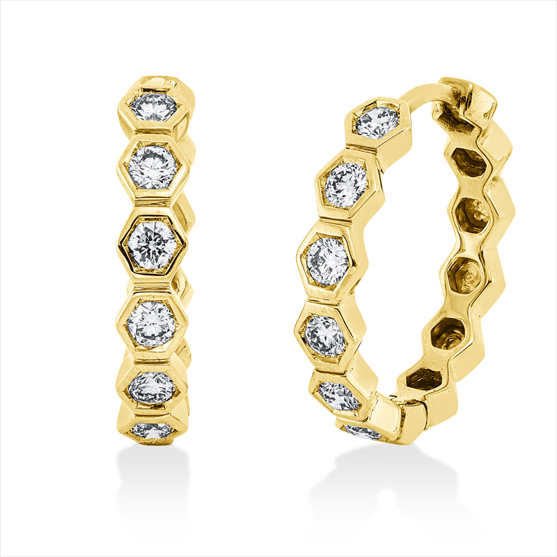 Creolen 18 kt GG, 12 Brill. 0,60 ct, TW-si