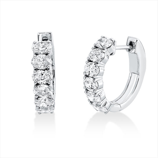 Creolen 14 kt WG, 12 Oval 2,25 ct, F-si