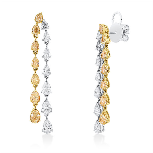 Ohrstecker 18 kt WG+GG, 28 Tropfen 2,25 ct, TW-si, 14 Tropfen. 2,07 ct, gelb