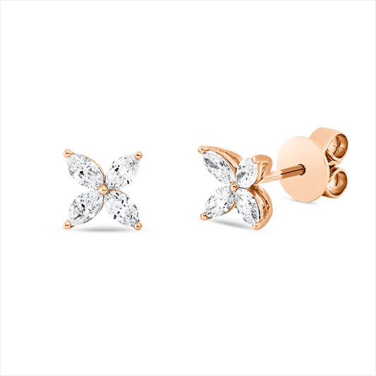 Ohrstecker 18 kt RG, 8 Nav. 0,55 ct, TW-vsi