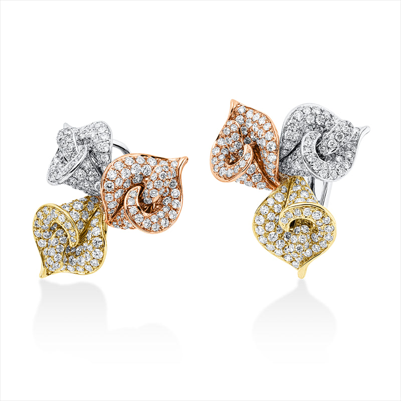 Ohrschmuck 18 kt WG+GG+RG, 378 Brill. 4,80 ct, TW-vsi