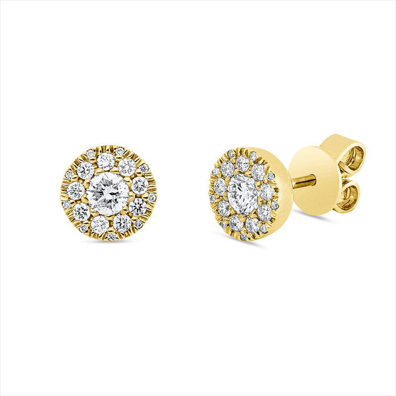 Ohrstecker 14 kt GG, 18 Brill. 0,02 ct, TW-si, 2 Brill. 0,28 ct, TW-si, 18 Brill. 0,18 ct, TW-si