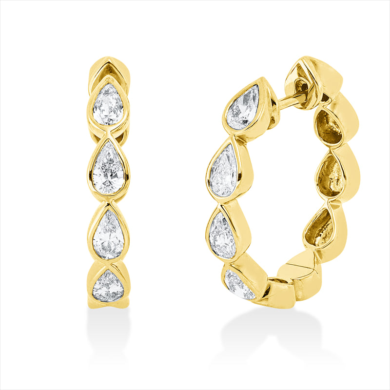 Creolen 18 kt GG, 10 Tropfen 1,00 ct, TW-vsi