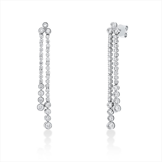 Ohrschmuck 14 kt WG, 18 Brill. 0,63 ct, TW-pi, 4 Brill. 0,29 ct, TW-pi, 52 Brill. 0,77 ct, TW-pi