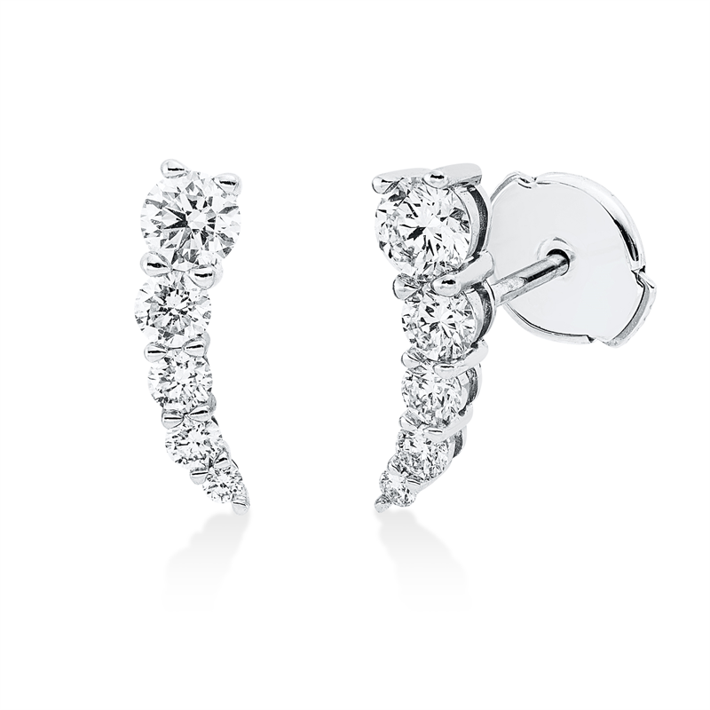 Ohrstecker 18 kt WG, 4 Brill. 0,52 ct, TW-si, 6 Brill. 0,19 ct, TW-si