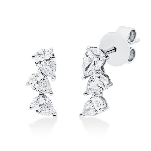 Ohrstecker 18 kt WG, 6 Tropfen 0,94 ct, TW-si