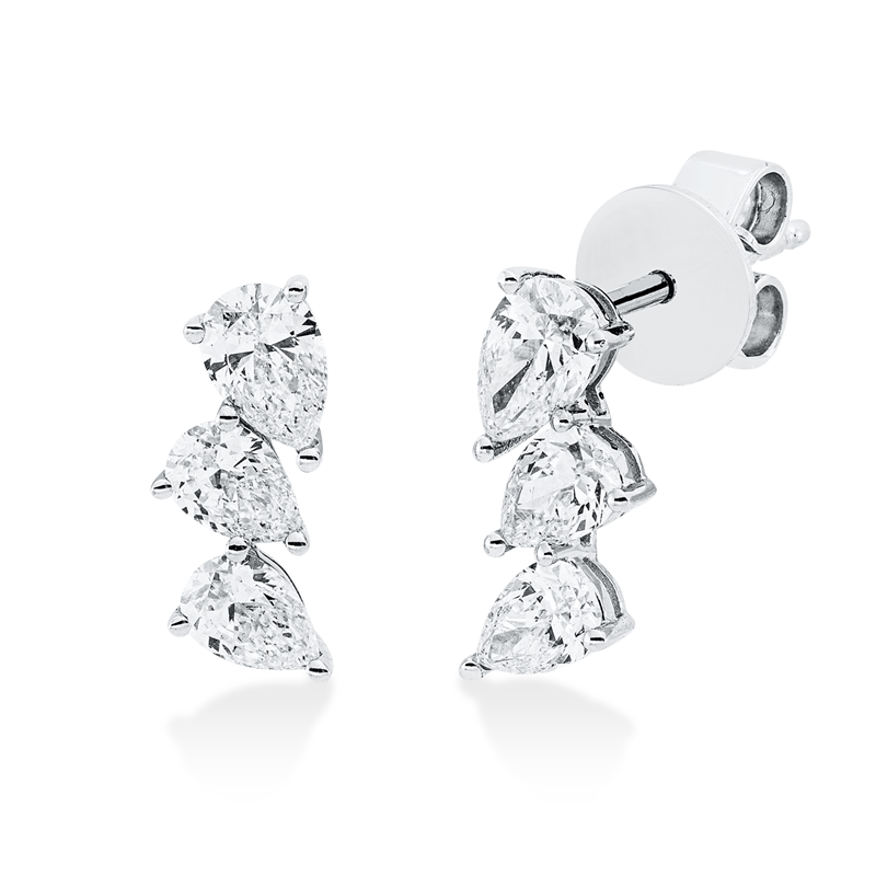 Ohrstecker 18 kt WG, 6 Tropfen 0,97 ct, TW-si