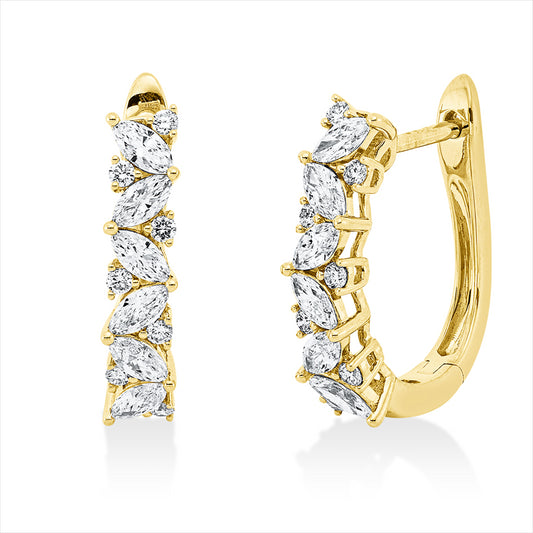 Creolen 18 kt GG, 12 Nav. 0,84 ct, TW-si, 14 Brill. 0,18 ct, TW-si