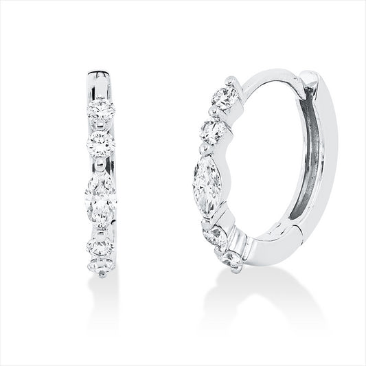 Creolen 18 kt WG, 2 Nav. 0,11 ct, TW-si, 8 Brill. 0,16 ct, TW-si
