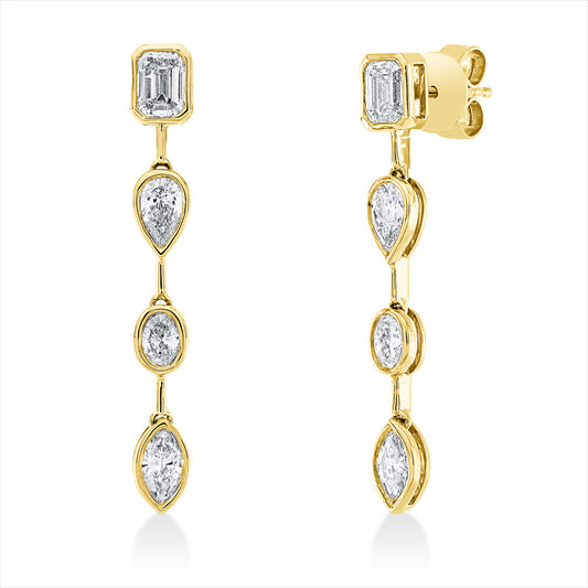 Ohrschmuck 18 kt GG, 2 Oval 0,29 ct,2 Nav. 0,38 ct, 2 Sm.schliff 0,80 ct, 2 Tropfen 0,48 ct, TW-si