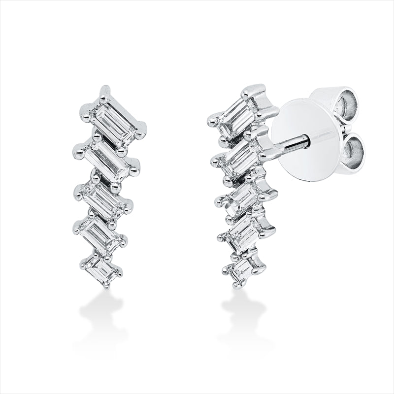 Ohrstecker 18 kt WG, 10 Bag. 0,45 ct, TW-vsi