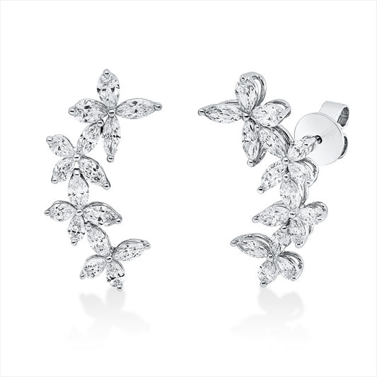 Ohrstecker 18 kt WG, 16 Tropfen 0,75 ct, TW-vsi, 16 Nav. 0,88 ct, TW-vsi