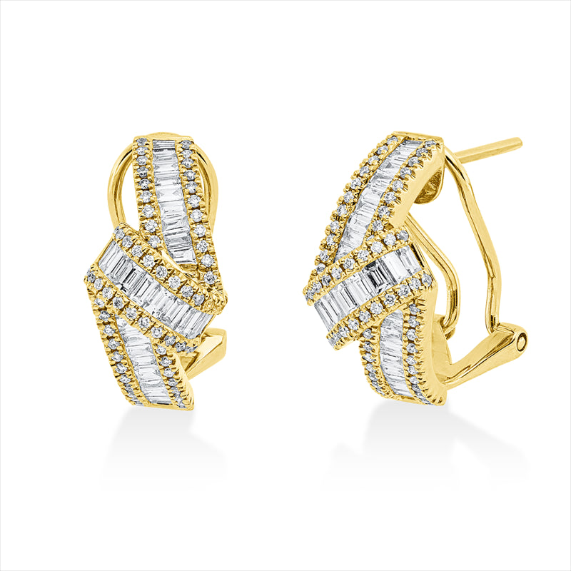 Ohrschmuck 18 kt GG, 60 Bag. 0,71 ct, TW-vsi, 128 Brill. 0,26 ct, TW-si