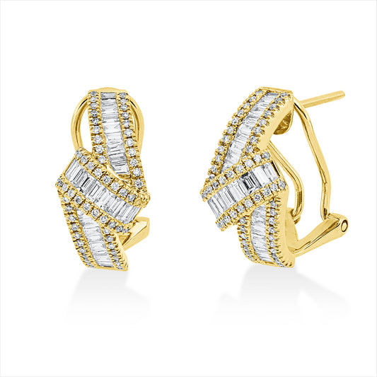 Ohrschmuck 18 kt GG, 60 Bag. 0,71 ct, TW-vsi, 128 Brill. 0,26 ct, TW-si