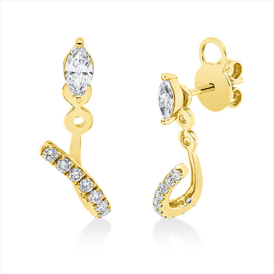 Ohrstecker 18 kt GG, 2 Nav. 0,33 ct, TW-vsi, 20 Brill. 0,29 ct, TW-si